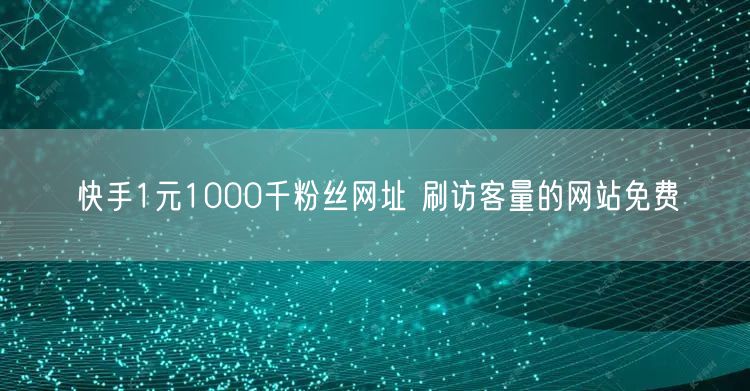 快手1元1000千粉丝网址 刷访客量的网站免费
