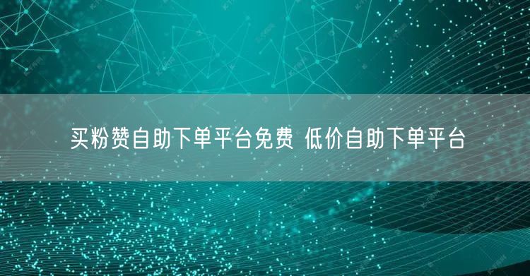 买粉赞自助下单平台免费 低价自助下单平台