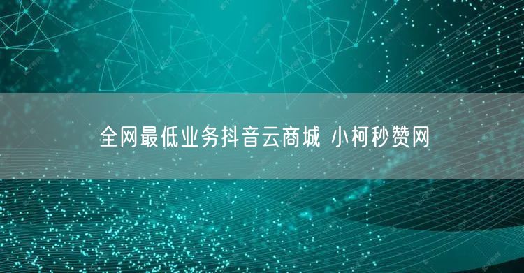 全网最低业务抖音云商城 小柯秒赞网