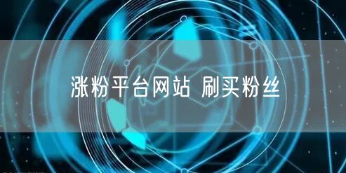 涨粉平台网站 刷买粉丝