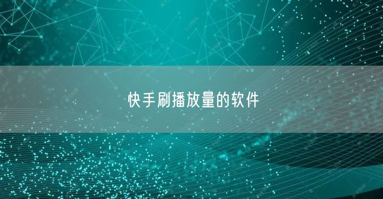 快手刷播放量的软件